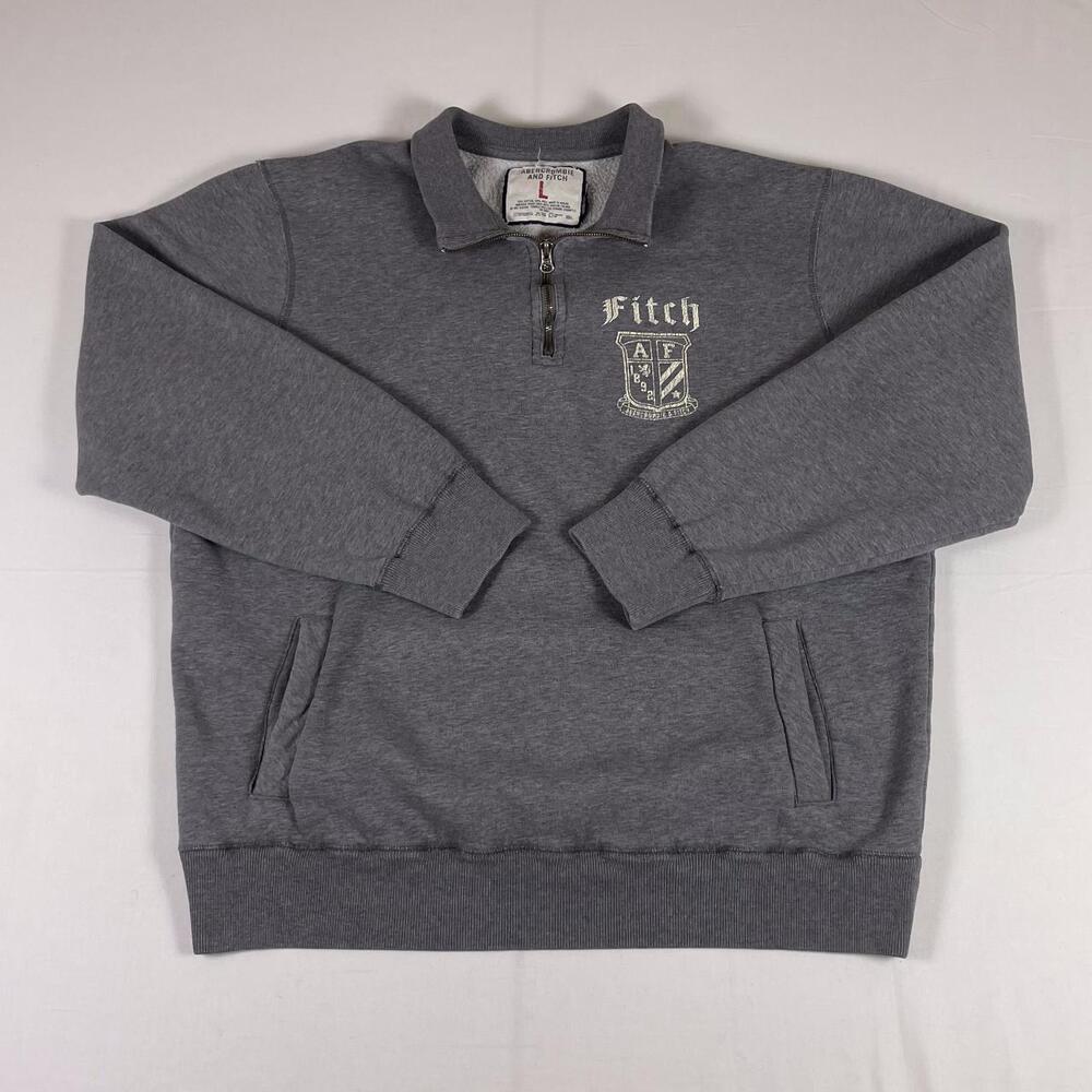 Abercrombie & Fitch Quarter Zip Grey Y2K Preppy L